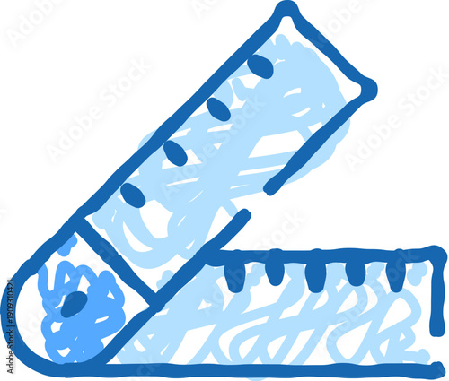 Folding ruler with clear numerical markings, minimal blue line art illustration conveying precision, scale and accurate measurement for design, engineering, education and diy projects