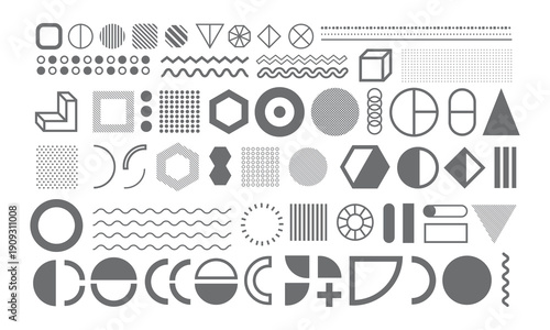 Abstract Geometric Shapes and Pattern Elements Bundle for Design, Art, and Visual Projects Creative Stock
