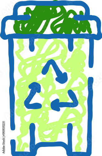 Photos Recycling bin symbol filled with green compost, featuring the universal recyclin