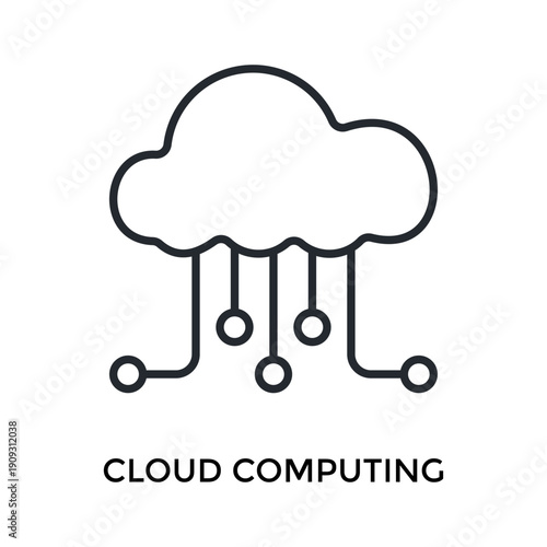Cloud Computing Icon Outline Style. Vector Illustration For Graphic Design