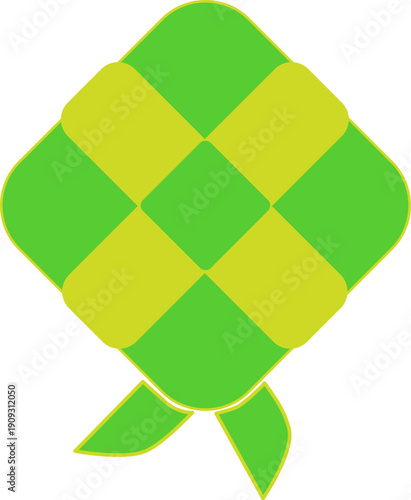 Traditional Green and Yellow Ketupat Icon