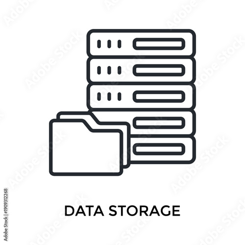 Data Storage Icon Outline Style. Vector Illustration For Graphic Design