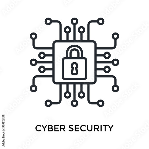 Cyber Security Icon Outline Style. Vector Illustration For Graphic Design