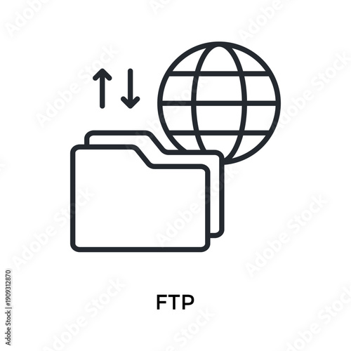 Ftp Icon Outline Style. Vector Illustration For Graphic Design