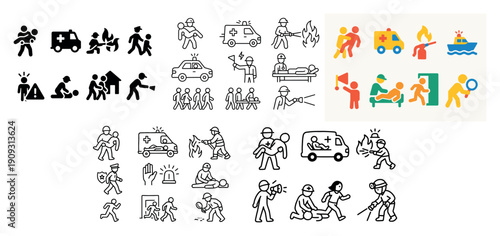 Emergency response and rescue icons