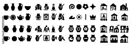 Pottery and handcraft icons collection