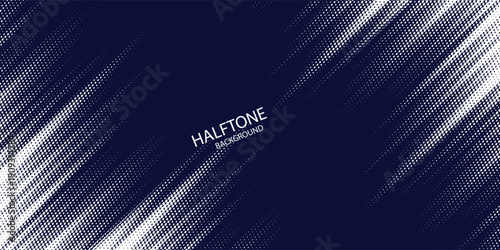 Dots halftone white and blue color pattern gradient grunge texture background. Dots pop art comics sport style vector illustration. Modern Halftone Composition