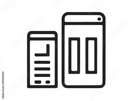 Smartphone devices icon: Two mobile phones with app screens vector
