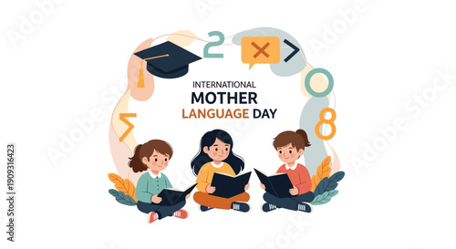 Children celebrate International Mother Language Day with laptops