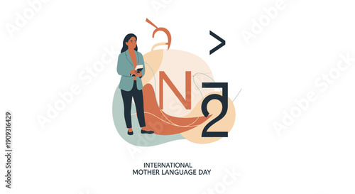 Woman celebrates International Mother Language Day with book and globe