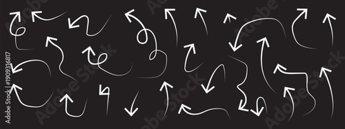 Doddle arrow set, collection of hand drawn arrows, Arrow mark icons. Black and white illustration