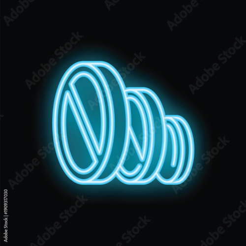 Neon blue forbidden sign glowing in the dark, representing ban and restriction concepts