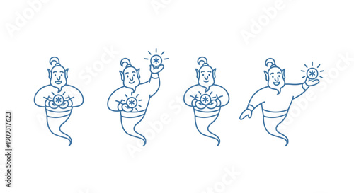 Friendly Genie Character Set: Magic, Wishes, and Fantasy