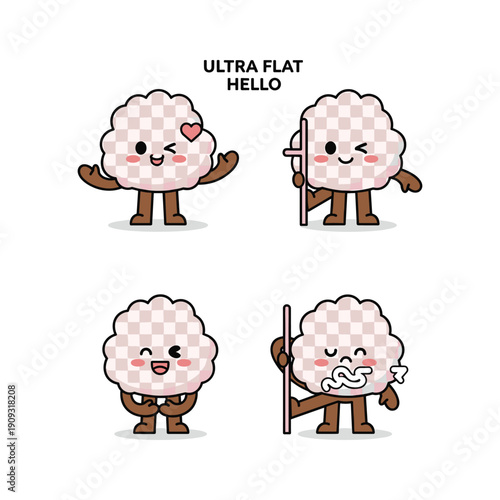 Cartoon Cauliflower Characters in Various Poses and Emotions with Copy Space