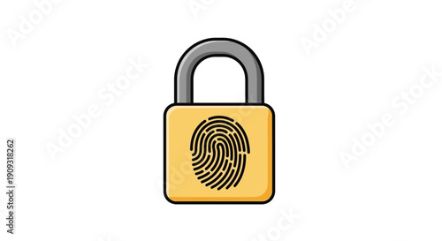 Fingerprint Padlock Icon: Secure Access, Biometric Authentication, Digital Security Concept