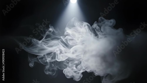 Wallpaper Mural White smoke billows in dark, illuminated by a single spotlight Torontodigital.ca