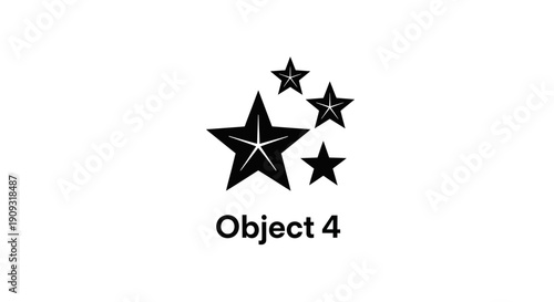 Four Black Stars Graphic Element, Object 4, Abstract Shapes, Success Symbol