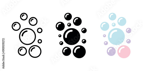 Bubbles Icon Soap Foam Suds Flat Design Vector and PNG Illustration