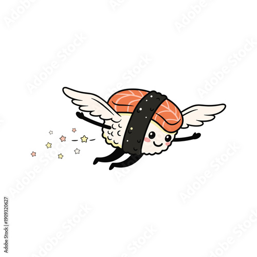 Flying Sushi Roll with Wings and Black Belt in Action