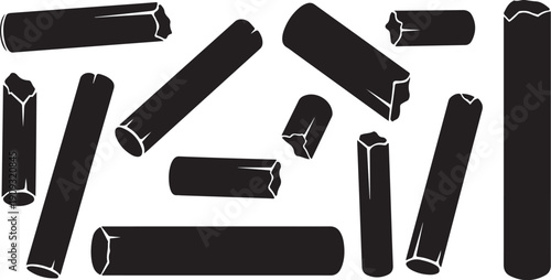 Black cylindrical objects on a white background illustration