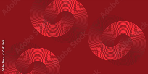 Collection of red concentric circles. Collection of radial sound wave or sonar rings. Pack of radar icon symbols, targets, dashed lines, halftones.