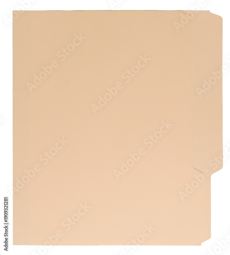 Fotografie Manila craft folder with cut tab isolated on transparent background