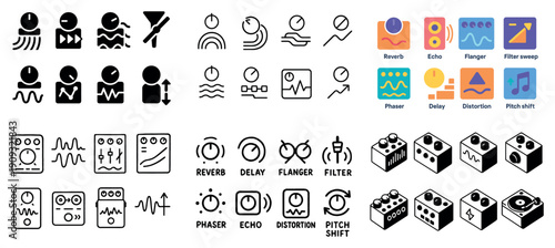 Audio effect icons set for music production