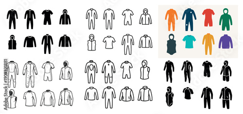 Diverse jumpsuit and jacket illustrations collection