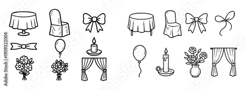 Banquet Hall Sketch Icons