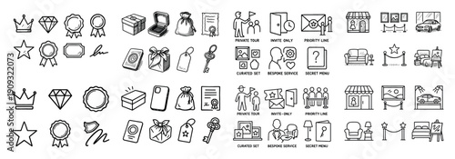 Luxury icons collection in black and white