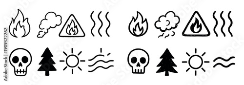 Forest Fire Doodle Icons