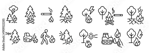 Forest Fire Causes Icons