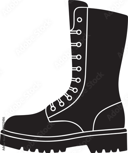 Military Combat High Top Boot Silhouettes with Heavy Platform Sole