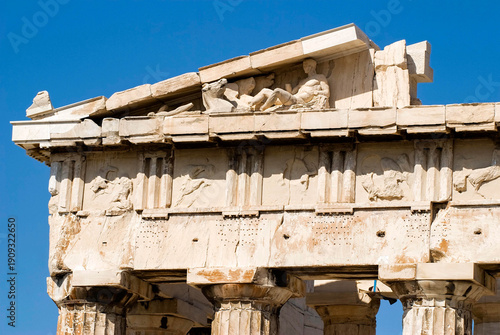 Wallpaper Mural Architectural detail of the facade of the Parthenon, atop the Acropolis in Athens, Greece. Torontodigital.ca