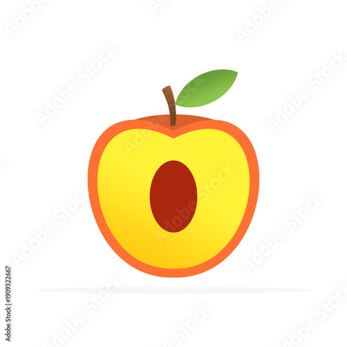 Peach icon, colored flat vector. Modern and minimalist design.