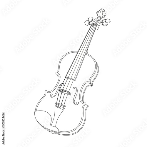 Elegant violin illustration in classic black and white line art