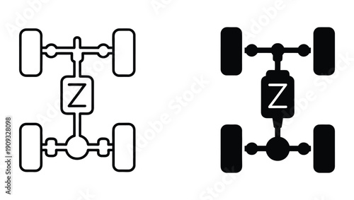 Car axle icon set, car axle icon filled or outline flat sign. 4x4 wheel drive power train shaft. all wheel drive car axle axis vector set, concept for web design.