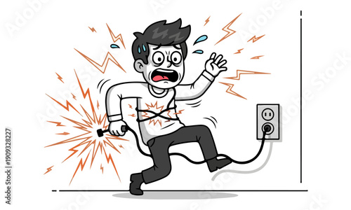 Electric Shock Accident: Man Electrocuted Holding Damaged Plug Wire