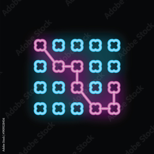 Neon style blockchain network connecting crypto fintech finance concept