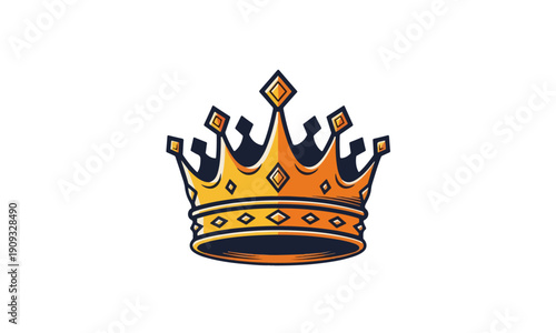 Stylized Gold King Crown Icon, Vintage Royal Emblem Design