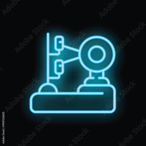Glowing neon line electric car charging station icon isolated on black background. Electric fuel pump on gas station. Vector illustration