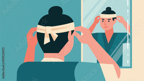 Illustration Of A Person Wearing A Headband Vector Design Template