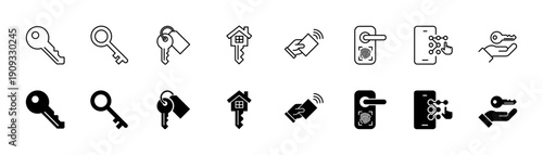 Keys related icon set. vector illustration.