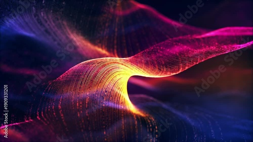 Vibrant tech lines digital video loop with colorful glowing particles and abstract light effect animation