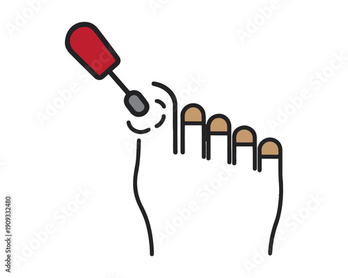 Foot Reflex Test Icon Illustration with Medical Hammer Examination