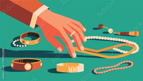Illustration Of A Hand Removing A Bracelet Accessory Vector Design Template
