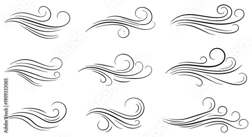 Elegant swirling line art designs for luxury branding and decoration