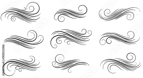Elegant swirling line designs for creative projects and modern branding