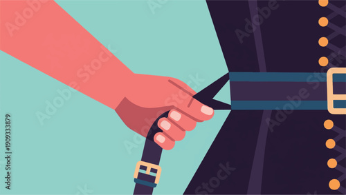 Illustration Of A Hand Pulling A Clothing Strap Vector Design Template