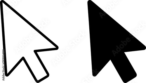 Modern computer mouse cursor icons in black and white